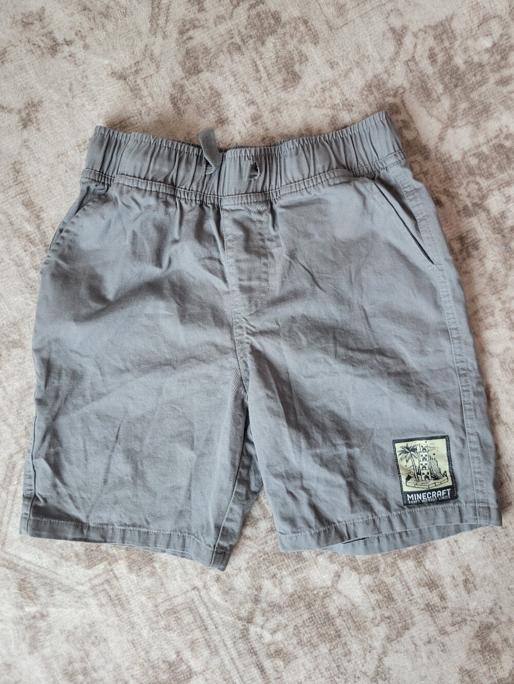 Minecraft‎ Boys S Gray Shorts Logo Patch Casual Gaming Fandom
